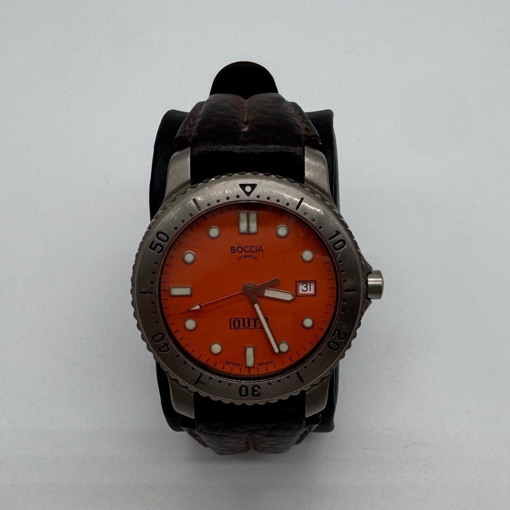 Boccia Titanium Swiss Quartz Watch Orange Dial Sapphire Crystal 10 Bar 40mm